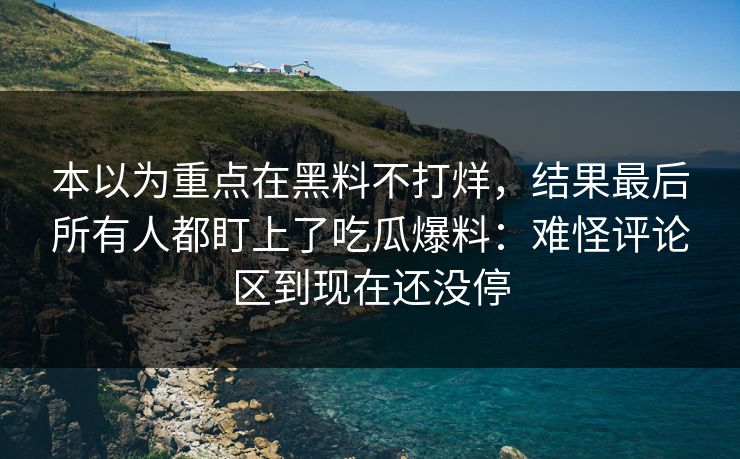 本以为重点在黑料不打烊，结果最后所有人都盯上了吃瓜爆料：难怪评论区到现在还没停