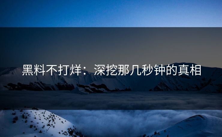黑料不打烊：深挖那几秒钟的真相