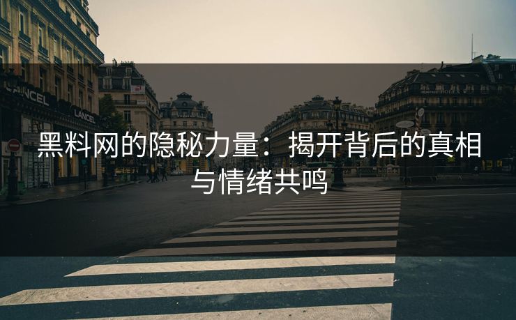 黑料网的隐秘力量：揭开背后的真相与情绪共鸣