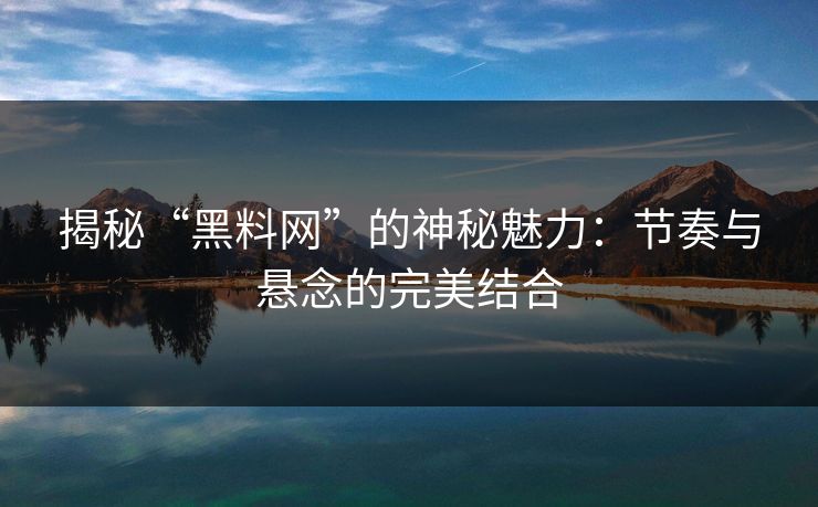 揭秘“黑料网”的神秘魅力：节奏与悬念的完美结合