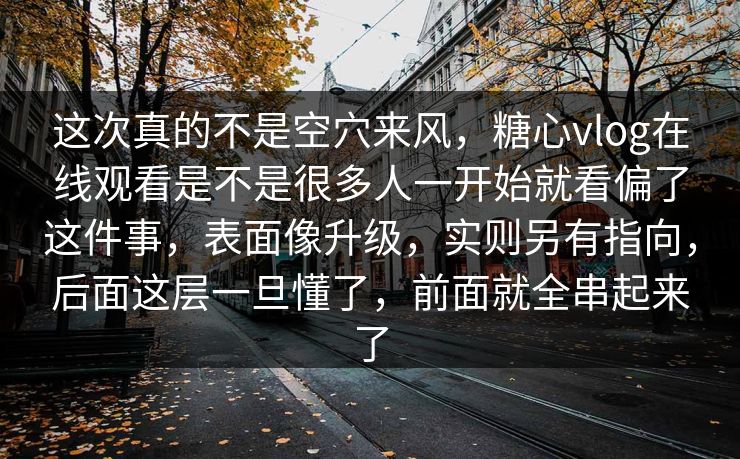 这次真的不是空穴来风，糖心vlog在线观看是不是很多人一开始就看偏了这件事，表面像升级，实则另有指向，后面这层一旦懂了，前面就全串起来了