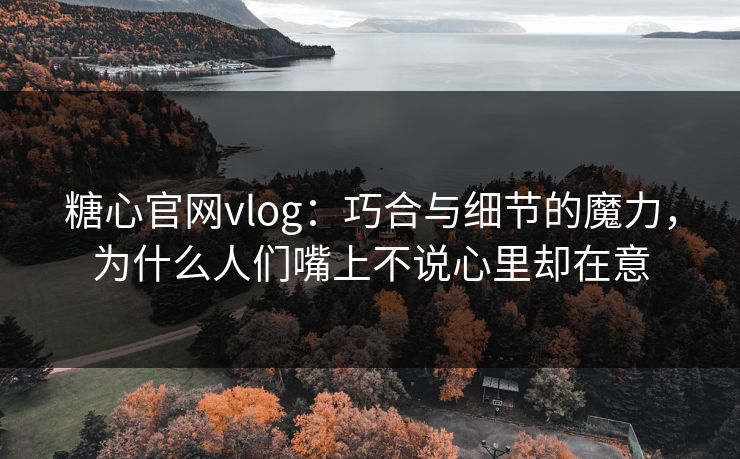 糖心官网vlog：巧合与细节的魔力，为什么人们嘴上不说心里却在意