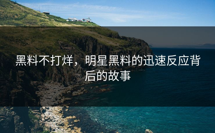 黑料不打烊，明星黑料的迅速反应背后的故事