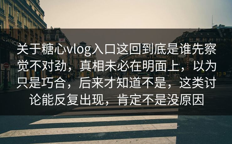 关于糖心vlog入口这回到底是谁先察觉不对劲，真相未必在明面上，以为只是巧合，后来才知道不是，这类讨论能反复出现，肯定不是没原因