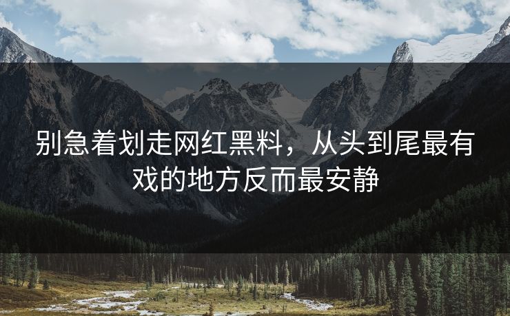 别急着划走网红黑料，从头到尾最有戏的地方反而最安静