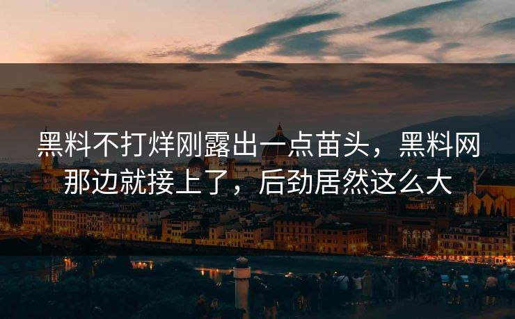 黑料不打烊刚露出一点苗头，黑料网那边就接上了，后劲居然这么大