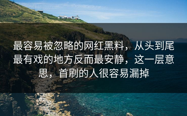 最容易被忽略的网红黑料，从头到尾最有戏的地方反而最安静，这一层意思，首刷的人很容易漏掉