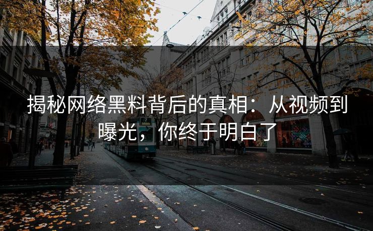 揭秘网络黑料背后的真相：从视频到曝光，你终于明白了