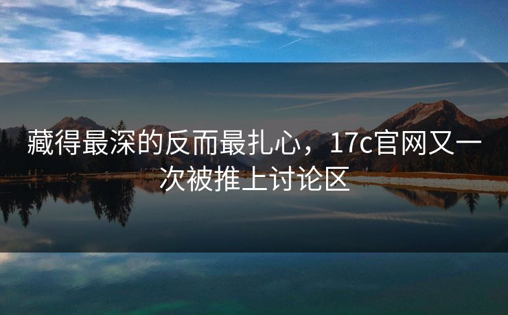 藏得最深的反而最扎心，<strong>17C</strong>官网又一次被推上讨论区